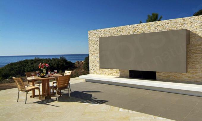 Beige Limestone Outdoor Fireplace